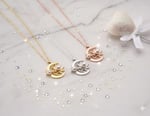925 Ayar Papatya Silver Ay Güneş Beyaz İncili Kolye.rose.gold.rodaj