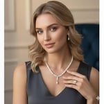925 Ayar Papatya Silver gerçek kültür incisi set.rose.gold.rodaj
