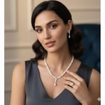 925 Ayar Papatya Silver gerçek kültür incisi set.rose.gold.rodaj