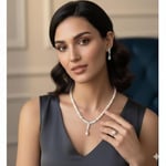 925 Ayar Papatya Silver gerçek kültür incisi set.rose.gold.rodaj