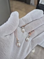 925 Ayar Papatya Silver kardan adam kolye küpe set.inci kardan adam set.rose.gold.rodaj