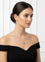 925 Ayar Papatya Silver Mavi Opal Akışlı Kutup Yıldızı Kolye.rose.gold.rodaj