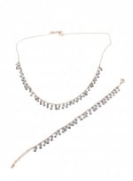 925 Ayar Papatya Silver Mistik Taşlı kolye bileklik set.rose.gold.rodaj