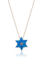 925 Ayar Papatya Silver Opal Lotus Kolye.rose.gold.rodaj
