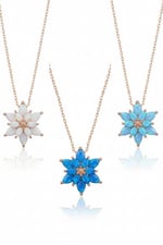 925 Ayar Papatya Silver Opal Lotus Kolye.rose.gold.rodaj