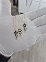 925 Ayar Papatya Silver Taşlı Çiçek Kolye.rose.gold.rodaj