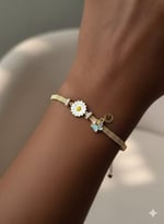 925 Ayar Papatya Silver Tırnak Makası Örme Zincir Patili Harfli Papatya Bileklik.rose.gold.rodaj