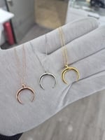 925 Ayar Papatya Silver Yılbaşı Özel Tasarım Ay Kolye.rose.gold.rodaj