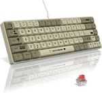 A.JAZZ AK680 65% Kablolu Hotswap Mekanik Oyun Klavyesi,68 Tuşlu Taşınabilir Anti-Ghosting Klavye,Gökkuşağı Arkadan Aydınlatmalı Programlanabilir,EVA Sandviç,Ergonomik Tasarım,Kırmızı Anahtar-Gri