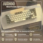 A.JAZZ AK680 65% Kablolu Hotswap Mekanik Oyun Klavyesi,68 Tuşlu Taşınabilir Anti-Ghosting Klavye,Gökkuşağı Arkadan Aydınlatmalı Programlanabilir,EVA Sandviç,Ergonomik Tasarım,Kırmızı Anahtar-Gri