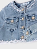 Abel & Lula Kız çocukları için denim aplikasyonlar ağartılmış ceket