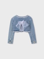 Abel & Lula Kız çocukları için denim aplikasyonlar ağartılmış ceket