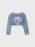 Abel & Lula Kız çocukları için denim aplikasyonlar ağartılmış ceket