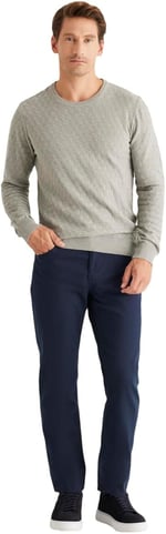 AC&Co / Altınyıldız Classics 360 Derece Her Yöne Esneyen Slim Fit Dar Kesim Diyagonal Desenli Pantolon, Renk Lacivert, Beden 50