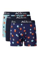 AC&Co / Altınyıldız Classics Desenli Pamuklu Esnek 3'lü Boxer Paketi, Renk Lacivert-Yeşil, Beden L