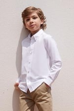 AC&Co / Altınyıldız Classics Slim Fit Dar Kesim Düğmeli Yaka Pamuklu Oxford Gömlek, Renk Beyaz, Beden 4-5 Yaş