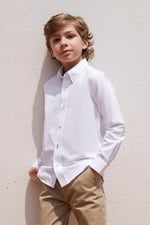 AC&Co / Altınyıldız Classics Slim Fit Dar Kesim Düğmeli Yaka Pamuklu Oxford Gömlek, Renk Beyaz, Beden 4-5 Yaş
