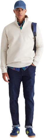 AC&Co / Altınyıldız Classics Standart Fit Normal Kesim İçi Polarlı Bato Yaka Pamuklu Sweatshirt, Renk Bej, Beden M