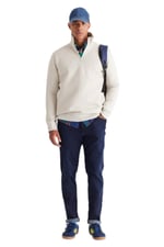 AC&Co / Altınyıldız Classics Standart Fit Normal Kesim İçi Polarlı Bato Yaka Pamuklu Sweatshirt, Renk Bej, Beden M