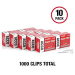 ACCO Kağıt Klipleri, Jumbo, Pürüzsüz, Ekonomi, 10 Kutu, 100/Kutu (72580),Gümüş