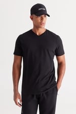 AC&Co/Altınyıldız Classics 2'li Slim Fit Dar Kesim V Yaka%100 Pamuk Tişört