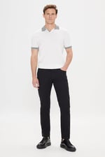 AC&Co/Altınyıldız Classics 360 Derece Her Yöne Esneyen Slim Fit Dar Kesim Diyagonal Desenli Pantolon, Renk Siyah, Beden 46