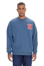 AC&Co/Altınyıldız Classics Oversize Fit Bol Kesim Harvard Lisanslı 3 İplik Pamuklu Bisiklet Yaka Sweatshirt