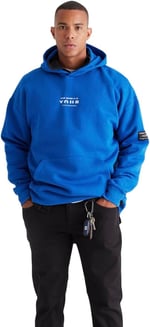 AC&Co/Altınyıldız Classics Oversize Fit Bol Kesim Kapüşonlu İçi Polarlı Pamuklu Sweatshirt