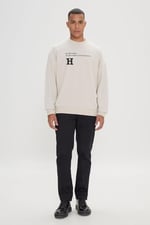 AC&Co/Altınyıldız Classics Oversize Fit Bol Kesim Harvard Lisanslı 3 İplik Pamuklu Bisiklet Yaka Sweatshirt