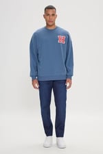 AC&Co/Altınyıldız Classics Oversize Fit Bol Kesim Harvard Lisanslı 3 İplik Pamuklu Bisiklet Yaka Sweatshirt
