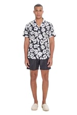 AC&Co/Altınyıldız Classics Slim Fit Dar Kesim Küba Yaka Kısa Kollu Baskılı Gömlek
