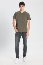 AC&Co/Altınyıldız Classics Slim Fit Dar Kesim V Yaka Pamuklu V Yaka Kısa Kollu Tişört