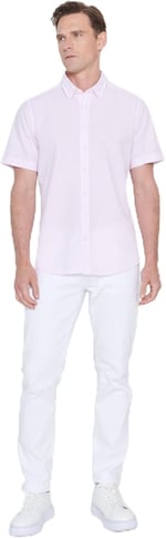 AC&Co/Altınyıldız Classics Slim Fit Dar Kesim Gizli Düğmeli Yaka%100 Pamuk Gofre Desenli Gömlek Regular fit Erkek,Dokuma Yetişkin