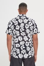 AC&Co/Altınyıldız Classics Slim Fit Dar Kesim Küba Yaka Kısa Kollu Baskılı Gömlek
