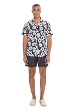 AC&Co/Altınyıldız Classics Slim Fit Dar Kesim Küba Yaka Kısa Kollu Baskılı Gömlek