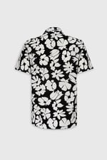 AC&Co/Altınyıldız Classics Slim Fit Dar Kesim Küba Yaka Kısa Kollu Baskılı Gömlek