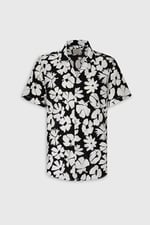 AC&Co/Altınyıldız Classics Slim Fit Dar Kesim Küba Yaka Kısa Kollu Baskılı Gömlek