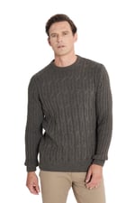 AC&Co/Altınyıldız Classics Standart Fit Normal Kesim Bisiklet Yaka Jakarlı Triko Kazak