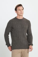 AC&Co/Altınyıldız Classics Standart Fit Normal Kesim Bisiklet Yaka Jakarlı Triko Kazak