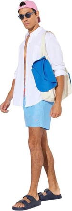 AC&Co/Altınyıldız Classics Standart Fit Normal Kesim Cepli Hızlı Kuruyan Desenli Deniz Şortu