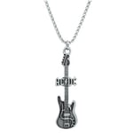 AC/DC Elektro Gitar Örme Zincir Kolye - Gümüş Kaplama - Erkek Kadın Kolye - No:1559