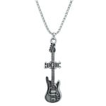 AC/DC Elektro Gitar Örme Zincir Kolye - Gümüş Kaplama - Erkek Kadın Kolye - No:1559