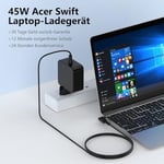 Acer Swift 3 1 5 Şarj Cihazı, Chromebook 11 13 14 15 CB3 CB5 C720 C740 SF314-52 SF314-51 SF314-54 SF114-32 SF114-31 W15-045NNA için 45W 4B A13. -045N2A PA-1450-26 Dizüstü Bilgisayar Adaptörü 3,0 x 1,1