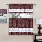 Achim Home Furnishings Live, Love, Laugh - Baskılı Kat & Kısa Perde Seti - 58x36 - Bordo