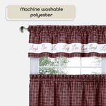 Achim Home Furnishings Live, Love, Laugh - Baskılı Kat & Kısa Perde Seti - 58x36 - Bordo