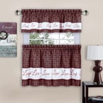 Achim Home Furnishings Live, Love, Laugh - Baskılı Kat & Kısa Perde Seti - 58x36 - Bordo