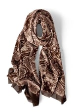 Acı Kahve Damask Desen İpek Fular