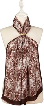 Acı Kahve Damask Desen İpek Fular