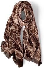 Acı Kahve Damask Desen İpek Fular