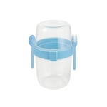 Açık Mavi Saklama Kabı – 2 Katlı Taşınabilir Yemek Kabı, Kaşık ve Çatal Dahil 18x10 cm